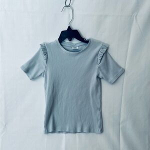 Zara Light Blue Kids Tee with Ruffled Sleeves